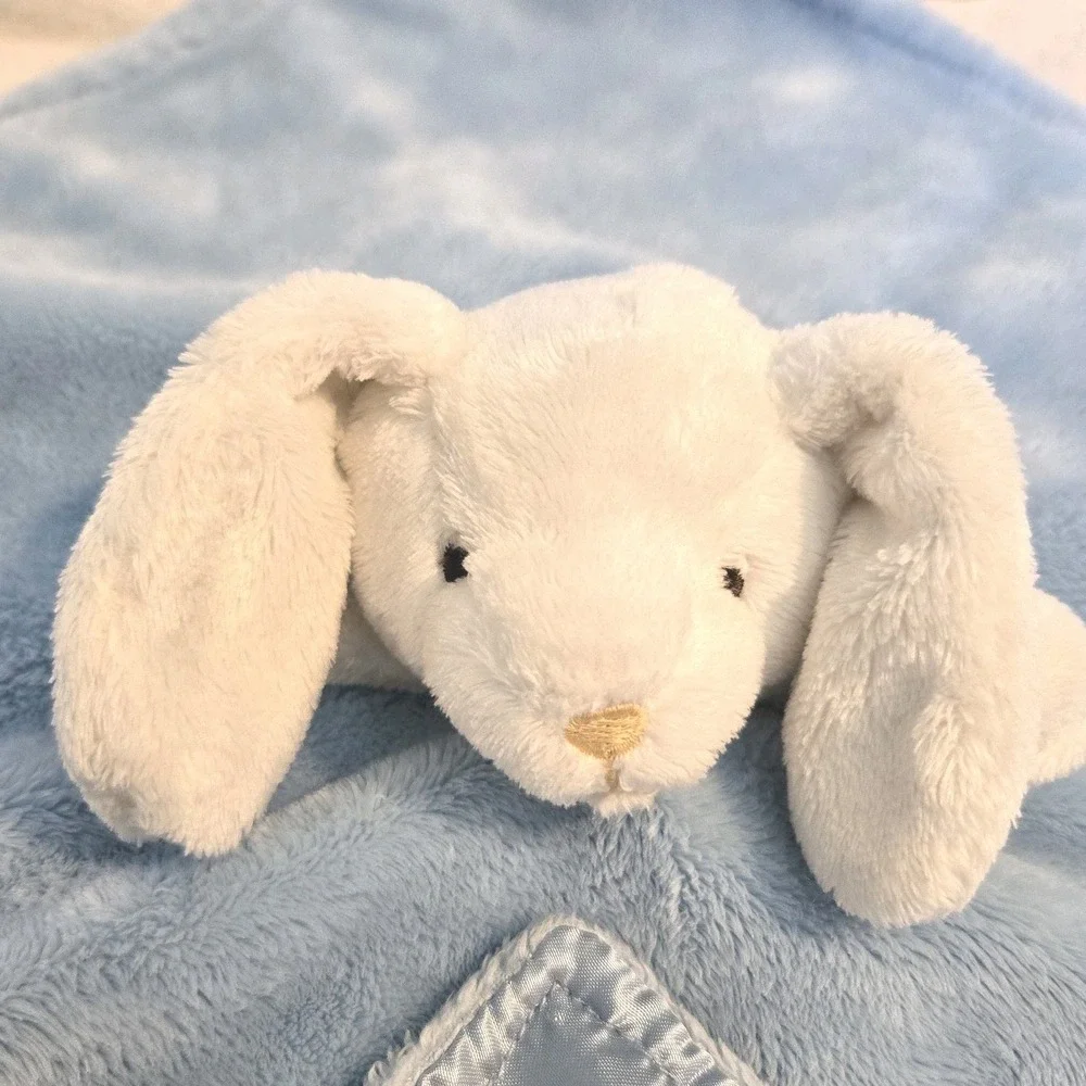 The Children's Place Blue Bunny Rabbit Lovey Security Blanket Satin Plush Baby